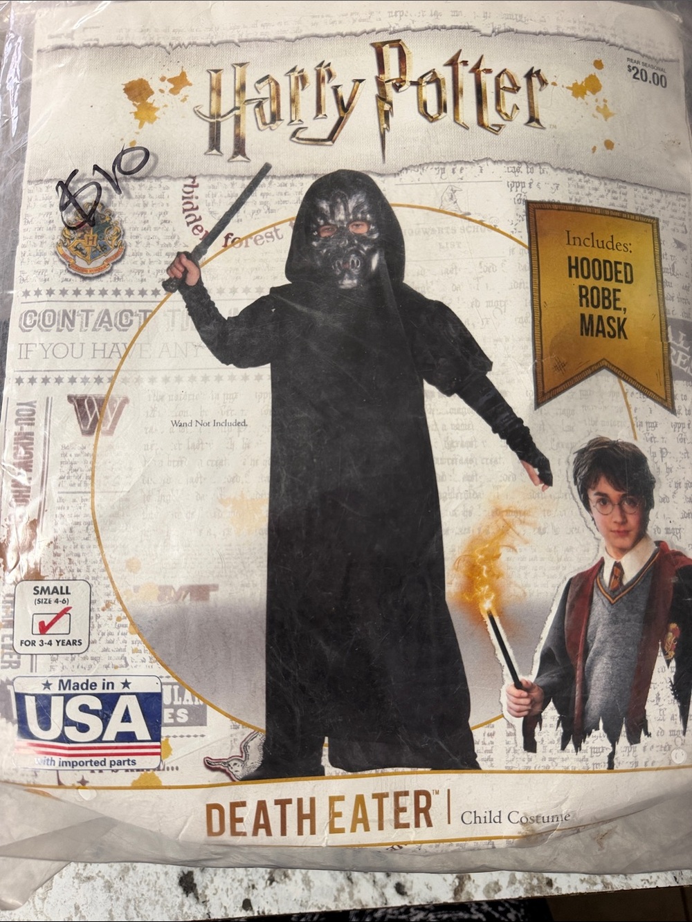 Warner Bros. Black Death Eater Hooded Robe & Mask Kids Costume